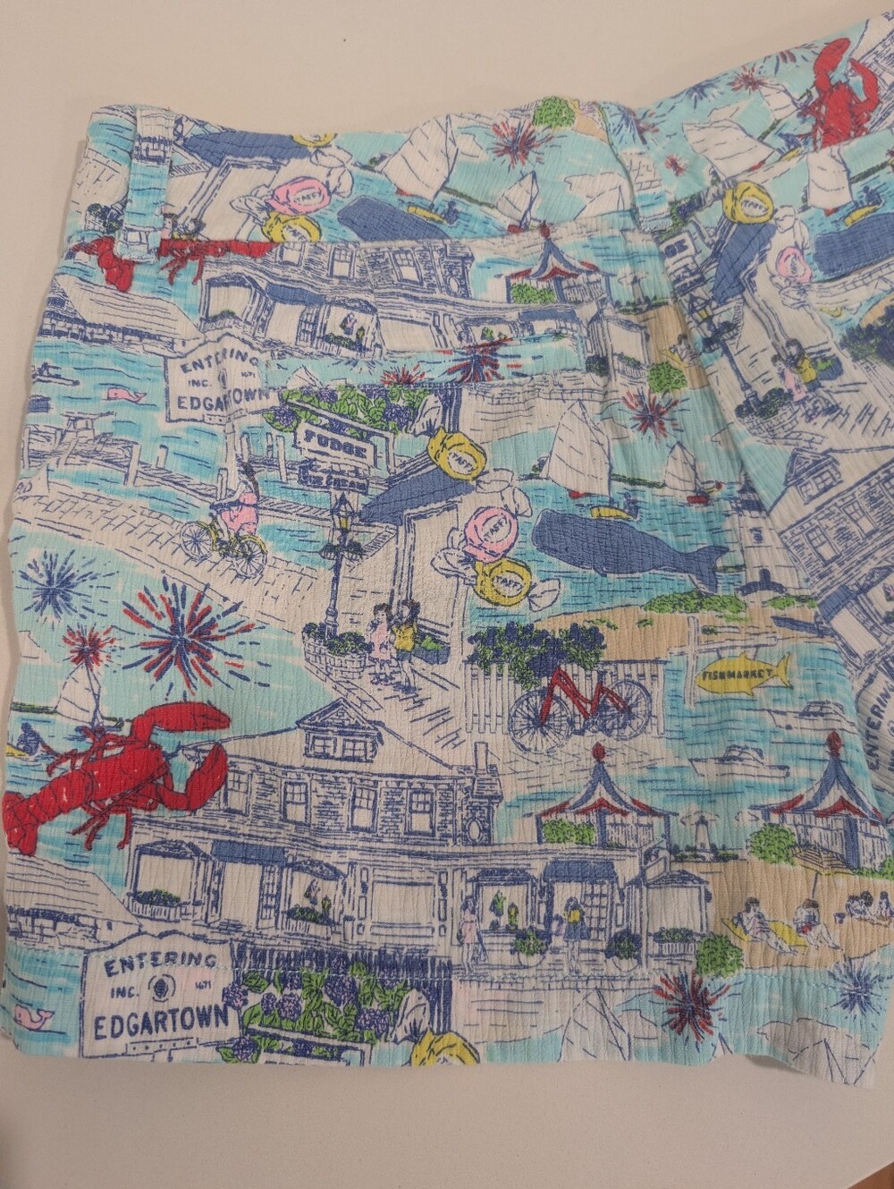 Vineyard Vines Light Blue Nautical Print Seersucker Shorts - Picture 9 of 10
